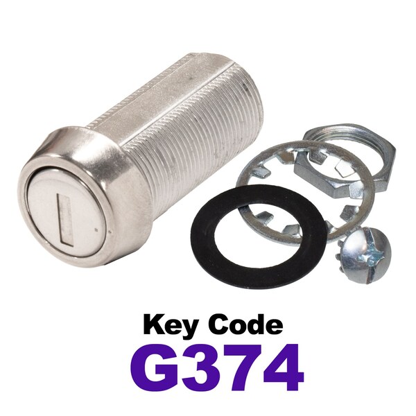 Global RV SS Compartment Lock, Cam/Blade Style, 1-3/8in Threaded Barrel, Keyed to G374, Blades not Included CLB-374-138-SS - main